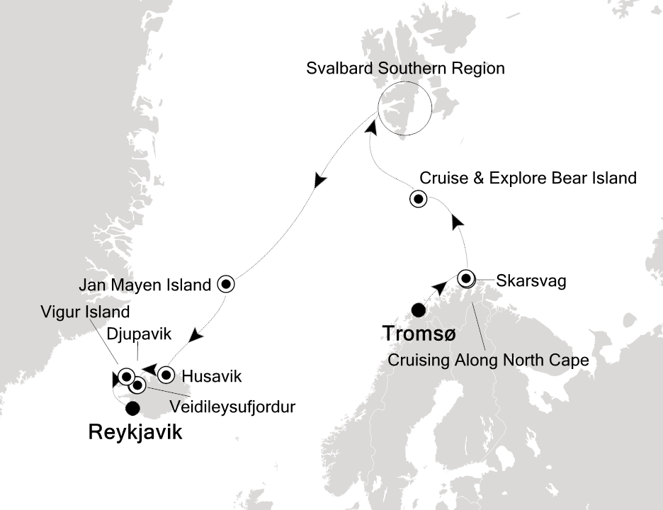 Arctic and Greenland Cruise Itinerary Map