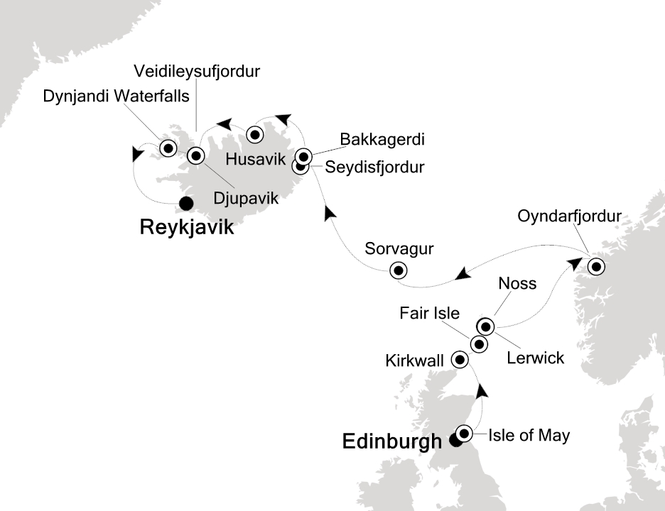 Northern Europe & British Isles Cruise Itinerary Map
