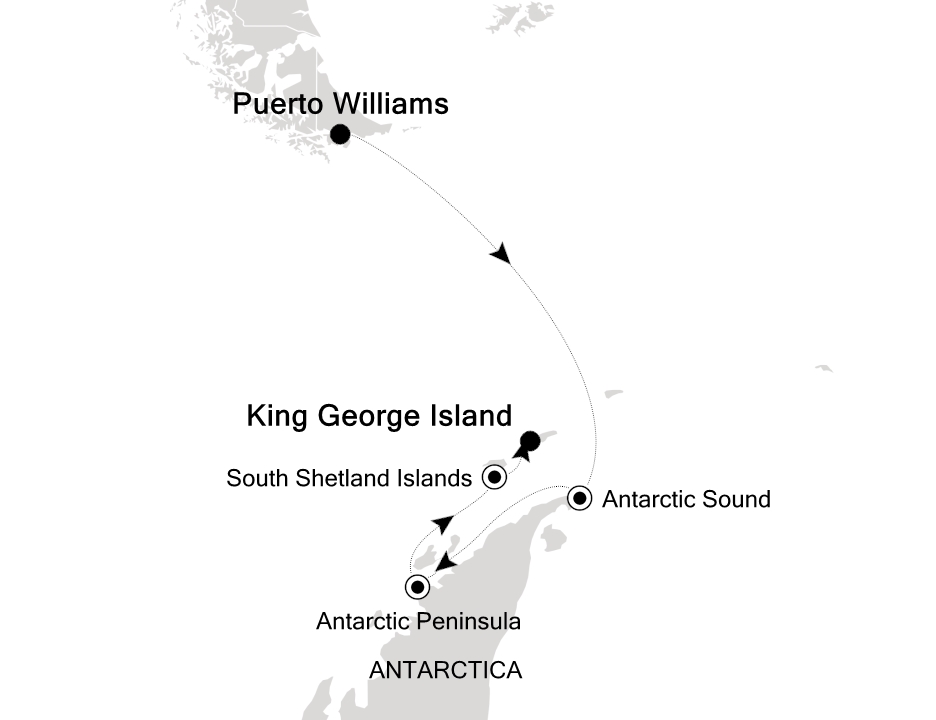 Antarctica                                         Cruise Itinerary Map