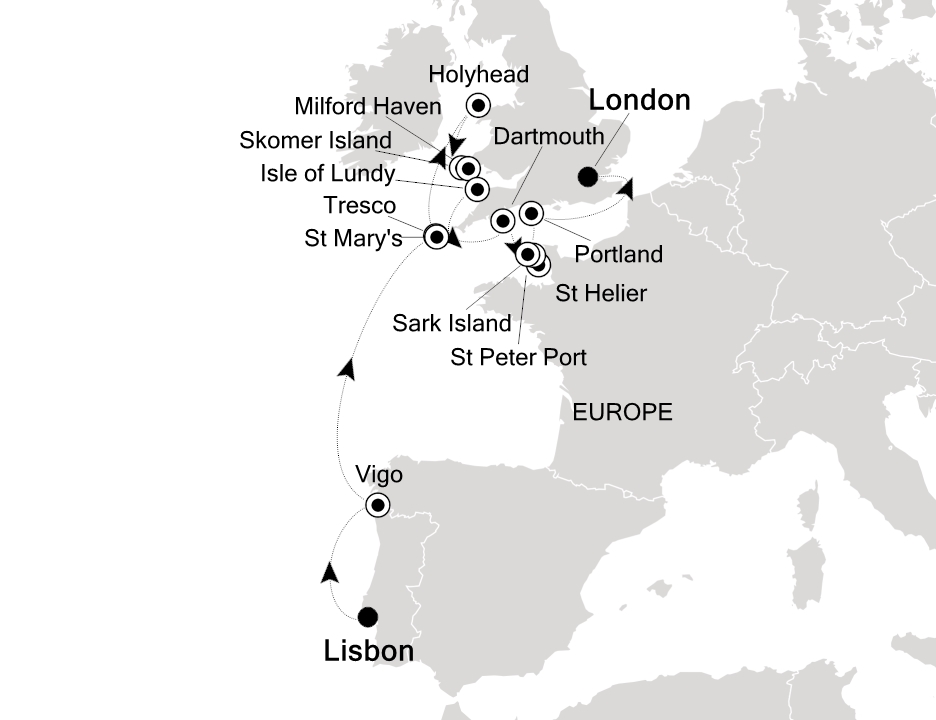 Northern Europe & British Isles Cruise Itinerary Map
