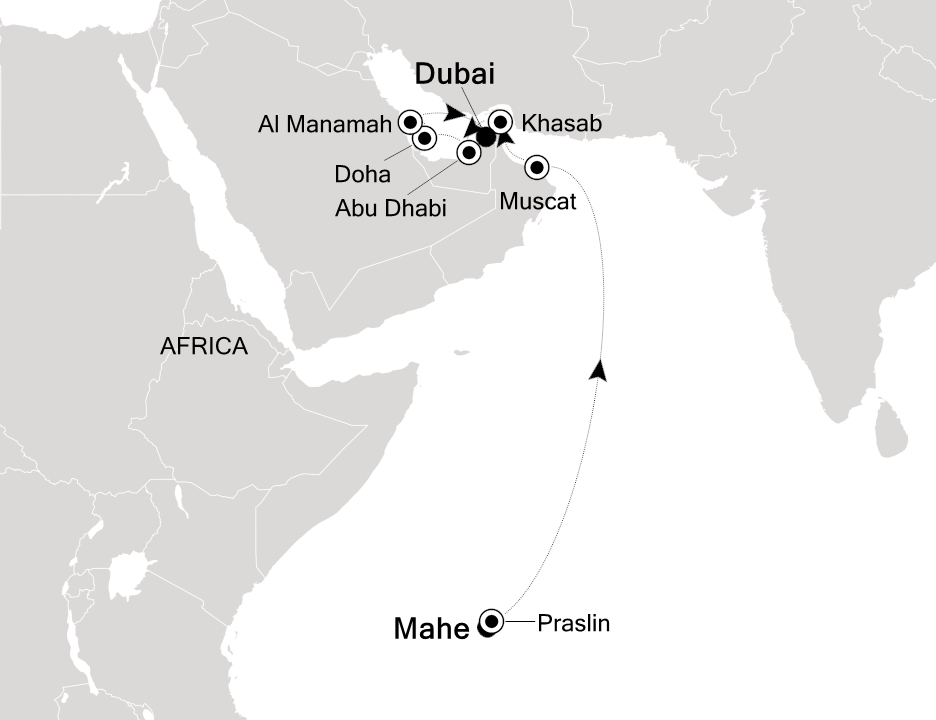Africa & Indian Ocean Cruise Itinerary Map