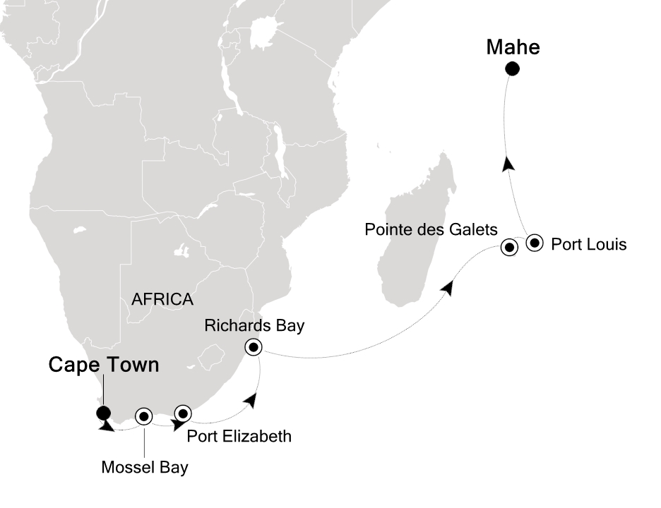 Africa & Indian Ocean Cruise Itinerary Map