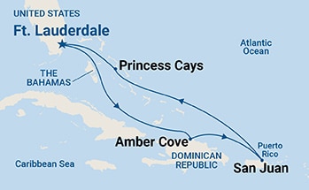 7-Day Eastern Caribbean with Puerto Rico Itinerary Map