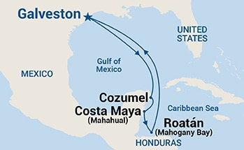 7-Day Western Caribbean with Mexico Itinerary Map