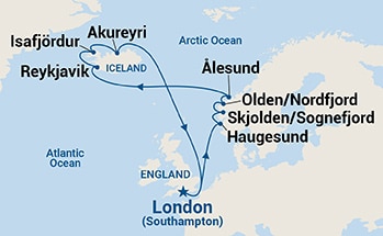14-Day Iceland & Norway Itinerary Map