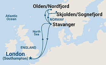 7-Day Norwegian Fjords Itinerary Map