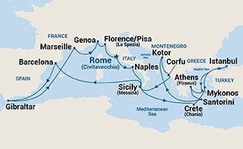 21-Day The Best of the Mediterranean Itinerary Map