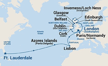 25-Day Western Europe & British Isles Grand Adventure Itinerary Map