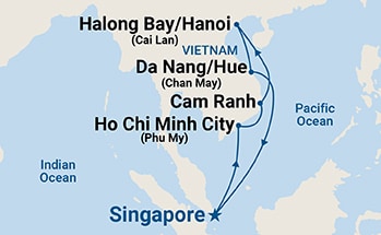 10-Day Vietnam with Halong Bay Itinerary Map