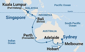 19-Day Asia & Australia Itinerary Map