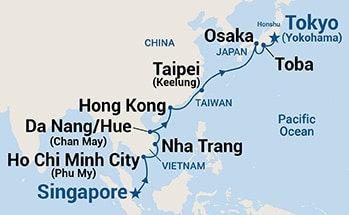 14-Day Southeast Asia & Japan Itinerary Map