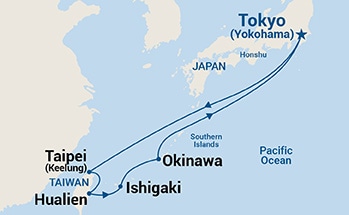 9-Day Golden Week Southern Islands Itinerary Map