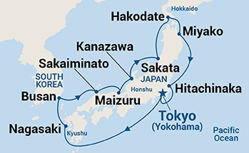 11-Day Circle Japan Spring Flowers Itinerary Map