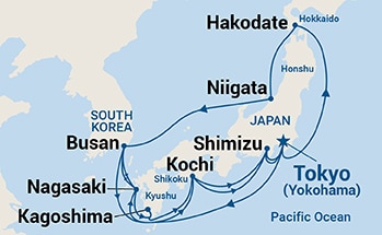 17-Day Grand Japan Itinerary Map