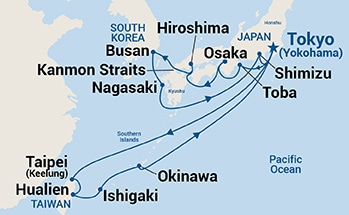 19-Day Golden Week Southern Islands & Japan Explorer Itinerary Map
