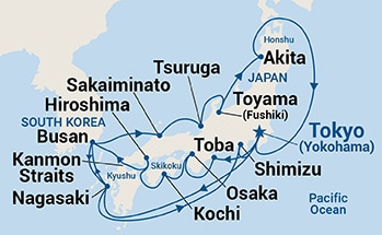 19-Day Circle Japan & Japan Explorer Itinerary Map
