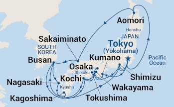 21-Day Grand Japan with Nebuta & Summer Festivals Itinerary Map