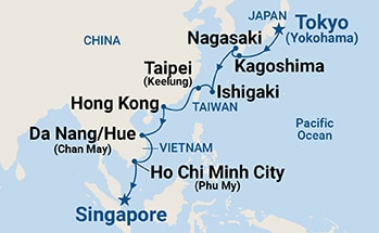 14-Day Southeast Asia & Japan Itinerary Map