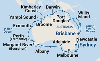 26-Day Round Australia Itinerary Map
