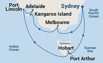 12-Day Southern Australia Explorer Itinerary Map