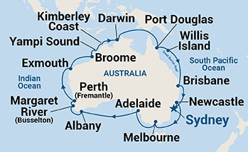 28-Day Round Australia Itinerary Map