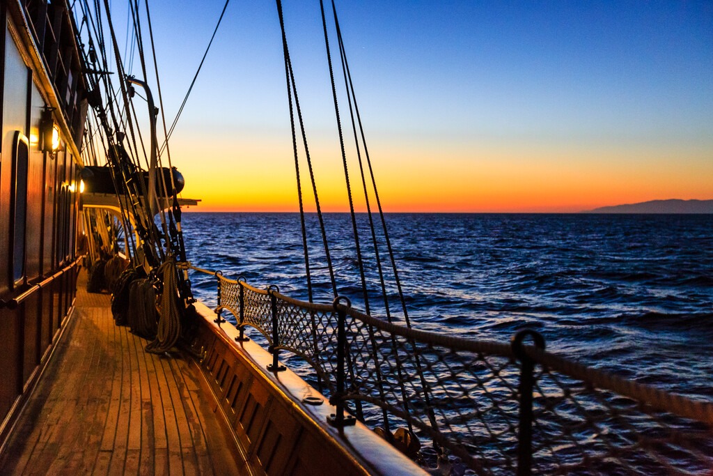 Open deck at sunset