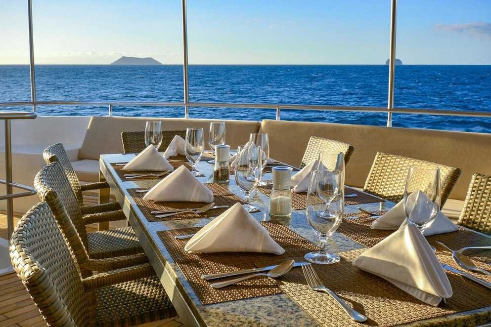Open-air dining with sea views