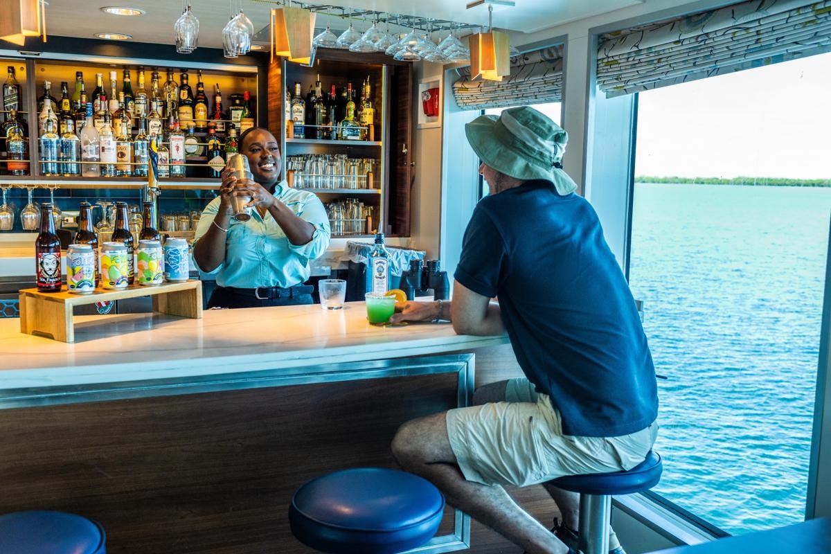 Bar with waterfront views