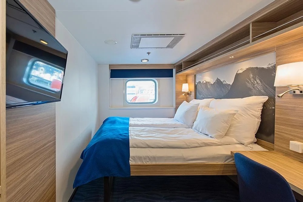Double on upper or promenade deck with window (restricted view)