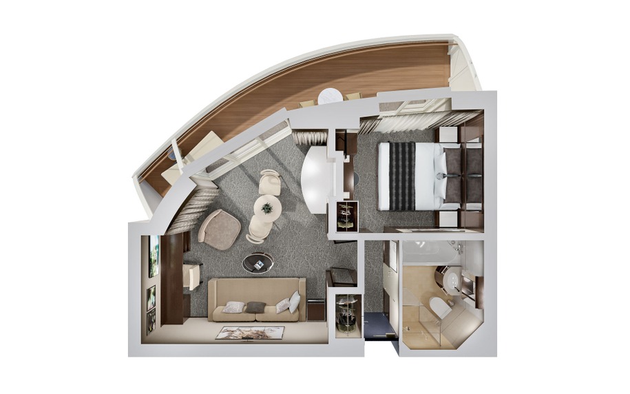 Aft-Facing Penthouse with Master Bedroom & Large Balcony