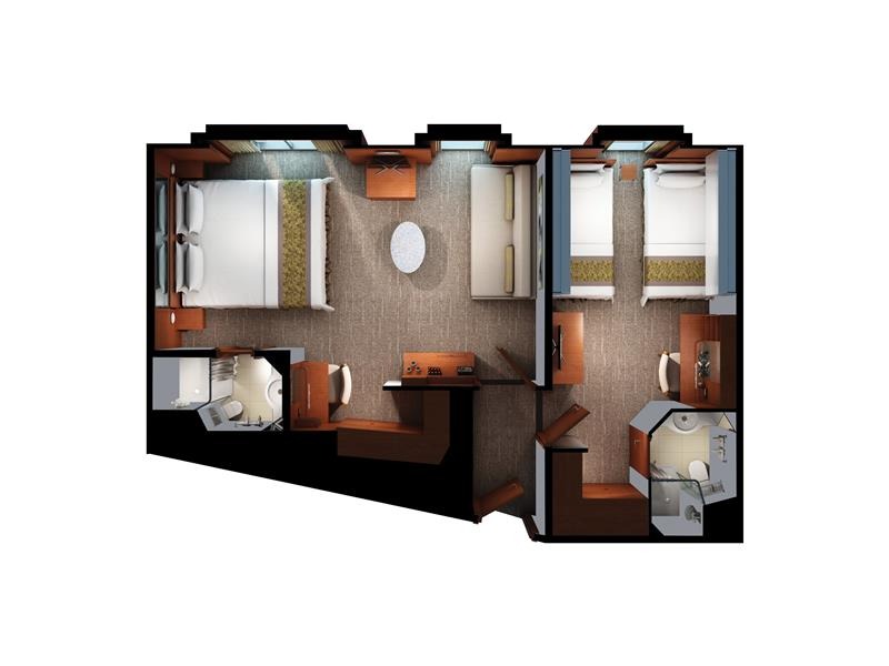2-Bedroom Aft-Facing Family Suite with Balcony
