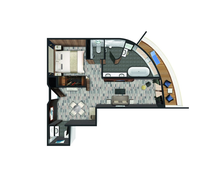 Aft-Facing Owner's Suite with Master BR & Balcony