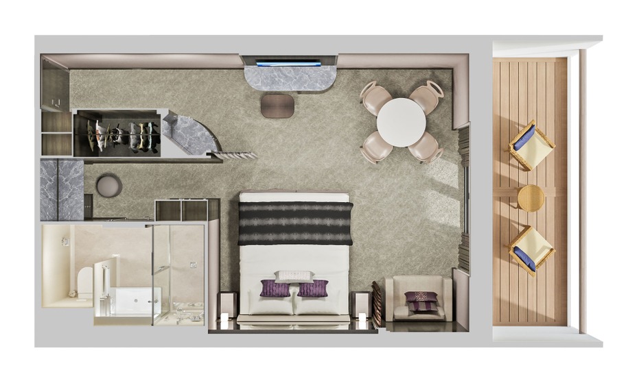 Aft-Facing Penthouse with Balcony