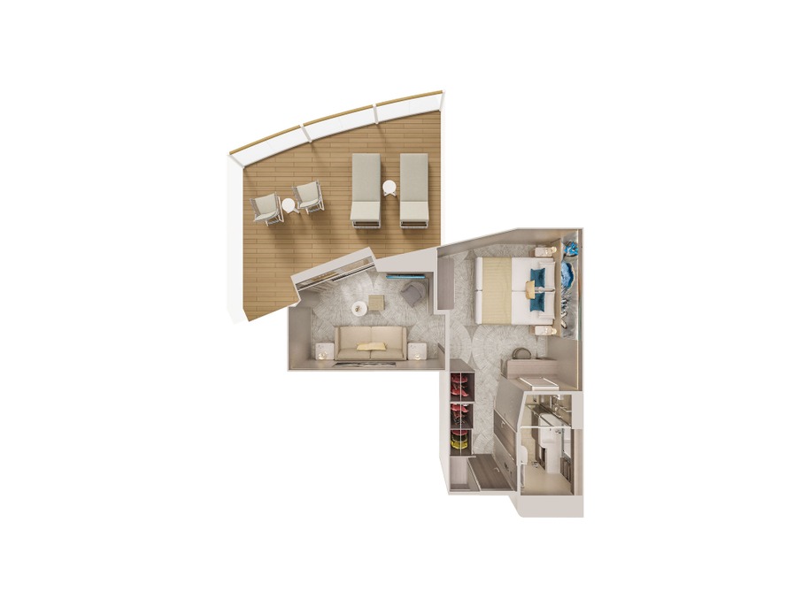 Forward-Facing Suite with Master Bedroom & Large Balcony