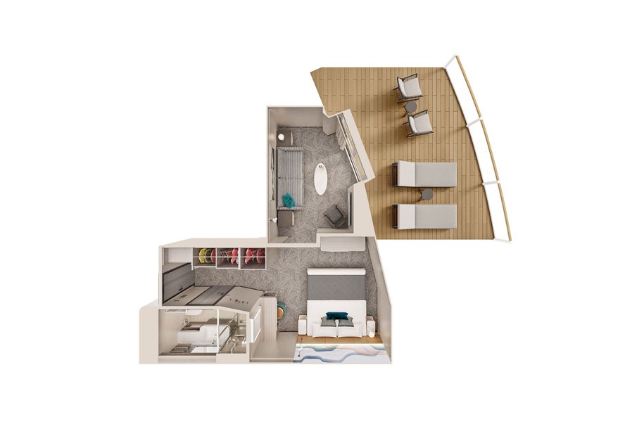 Forward-Facing Suite with Master Bedroom & Large Balcony