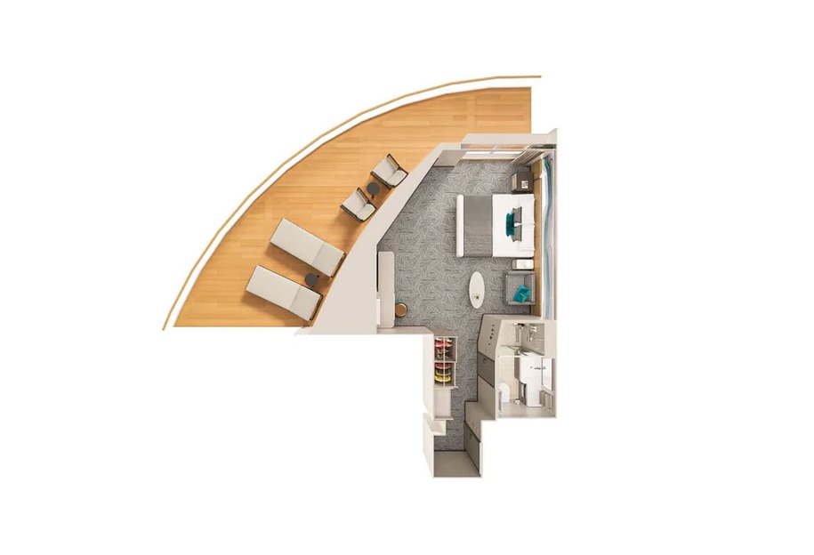 Forward-Facing Club Balcony Suite with Large Balcony
